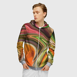 Толстовка 3D на молнии мужская Waves colors, цвет: 3D-меланж — фото 2