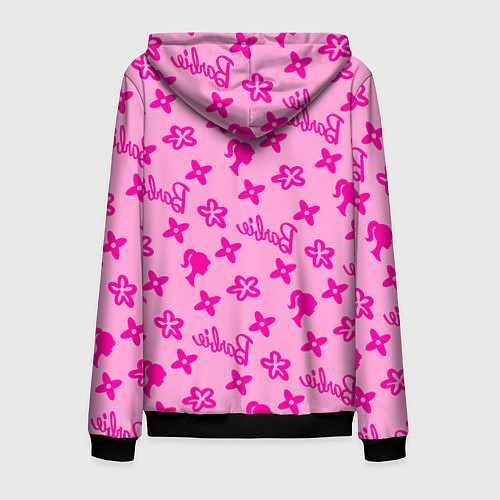 Мужская толстовка на молнии Барби паттерн розовый / 3D-Черный – фото 2