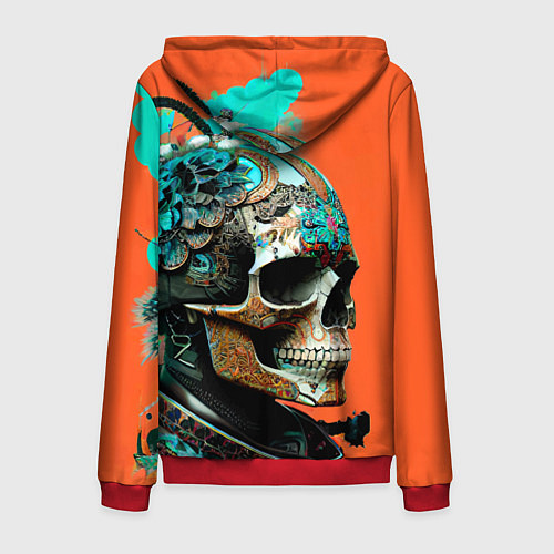 Мужская толстовка на молнии Art skull - irezumi - Japan / 3D-Красный – фото 2