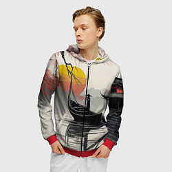 Толстовка 3D на молнии мужская Красота Японии, цвет: 3D-красный — фото 2