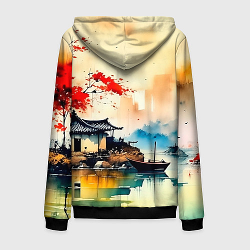 Мужская толстовка на молнии Краски природы / 3D-Черный – фото 2