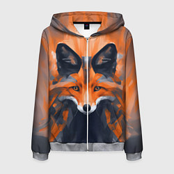 Мужская толстовка на молнии Нарисованная огненная лиса