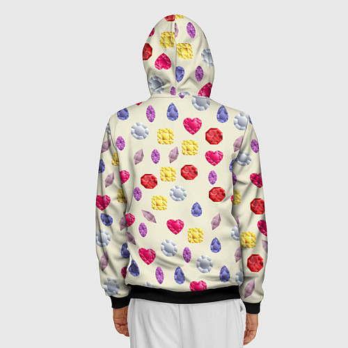 Мужская толстовка на молнии Минералы и кристаллы / 3D-Черный – фото 4