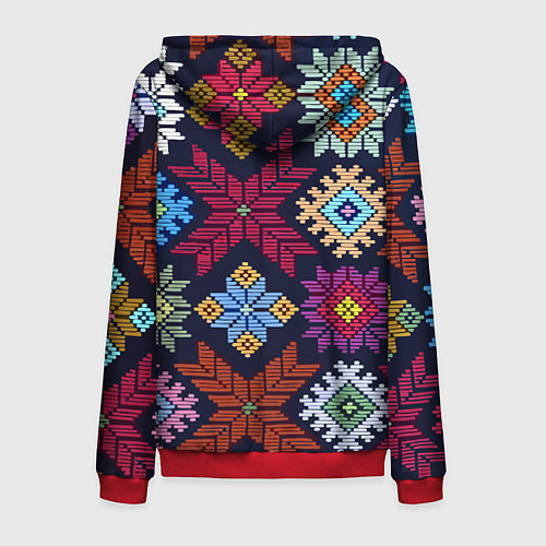 Мужская толстовка на молнии Орнамент удмуртский / 3D-Красный – фото 2