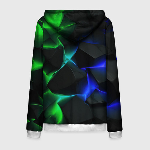 Мужская толстовка на молнии Синие и зеленые плиты / 3D-Белый – фото 2