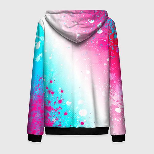 Мужская толстовка на молнии Three Days Grace neon gradient style: надпись, сим / 3D-Черный – фото 2