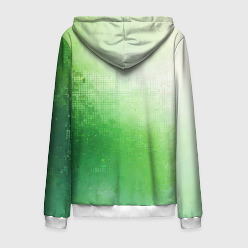 Мужская толстовка на молнии Зелёные пиксели / 3D-Белый – фото 2