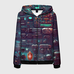 Толстовка 3D на молнии мужская Технические панели, цвет: 3D-черный