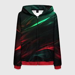 Толстовка 3D на молнии мужская Dark red and green, цвет: 3D-красный