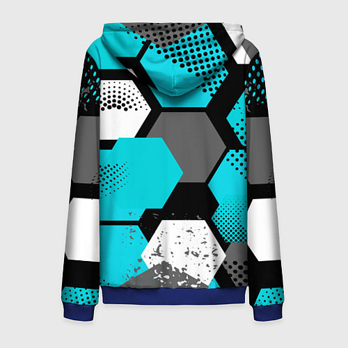 Мужская толстовка на молнии Шестиугольники абстрактный фон / 3D-Синий – фото 2