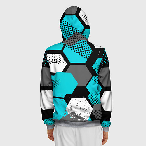 Мужская толстовка на молнии Шестиугольники абстрактный фон / 3D-Меланж – фото 4