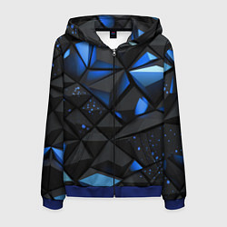 Толстовка 3D на молнии мужская Blue black texture, цвет: 3D-синий