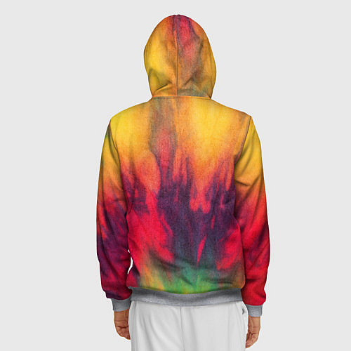 Мужская толстовка на молнии Огненный тай дай / 3D-Меланж – фото 4