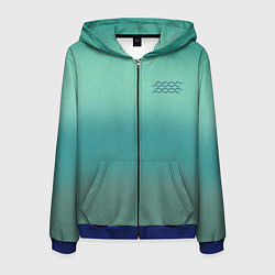 Толстовка 3D на молнии мужская Бирюзовый цвет морской волны, цвет: 3D-синий
