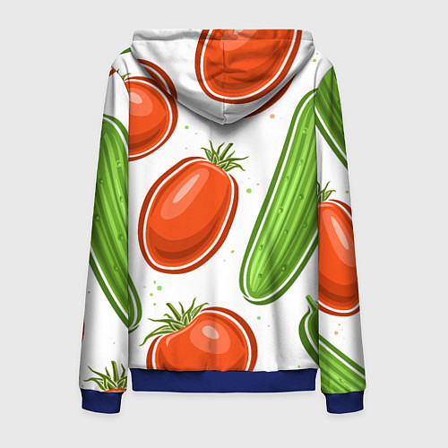 Мужская толстовка на молнии Помидоры и огурцы / 3D-Синий – фото 2