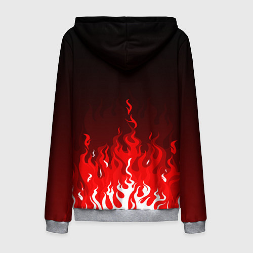 Мужская толстовка на молнии Герб РФ - красное пламя / 3D-Меланж – фото 2