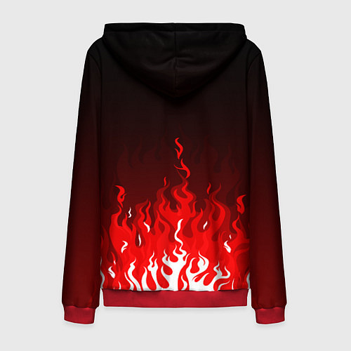 Мужская толстовка на молнии Герб РФ - красное пламя / 3D-Красный – фото 2