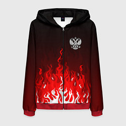 Мужская толстовка на молнии Герб РФ - красное пламя