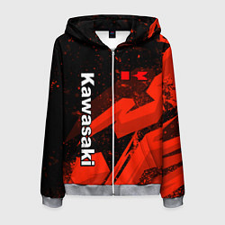 Мужская толстовка на молнии Кавасаки - красные брызги