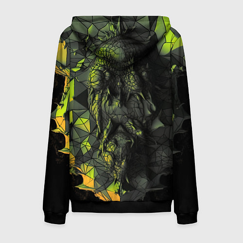 Мужская толстовка на молнии Зеленая абстрактная текстура / 3D-Черный – фото 2