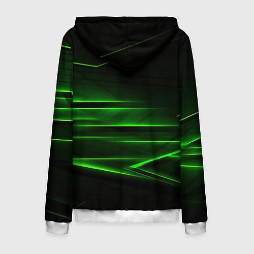 Мужская толстовка на молнии Green lines abstract / 3D-Белый – фото 2