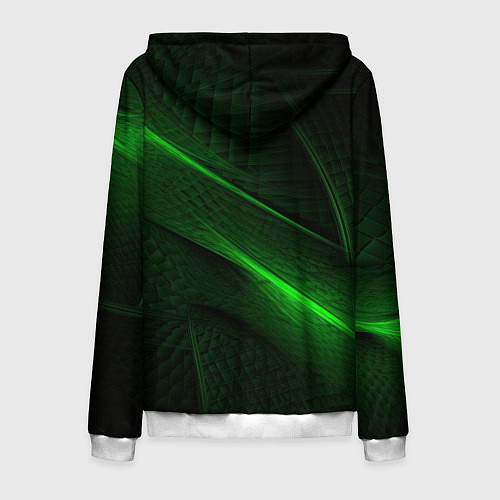 Мужская толстовка на молнии Green neon lines / 3D-Белый – фото 2