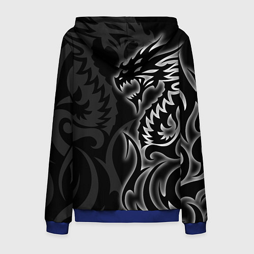 Мужская толстовка на молнии Балдурс гейт 3 - черный дракон / 3D-Синий – фото 2