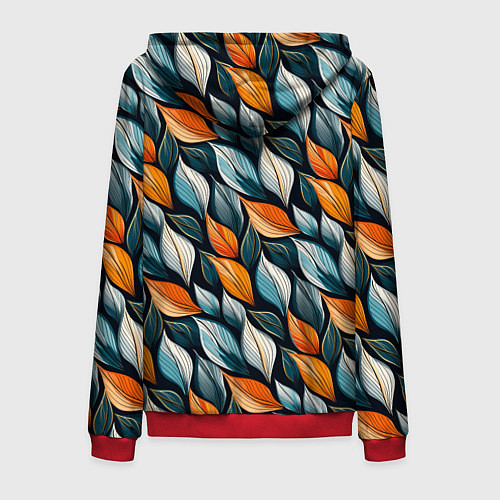 Мужская толстовка на молнии Узор из листьев поздняя осень / 3D-Красный – фото 2