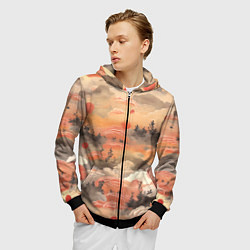 Толстовка 3D на молнии мужская Japen pattern, цвет: 3D-черный — фото 2