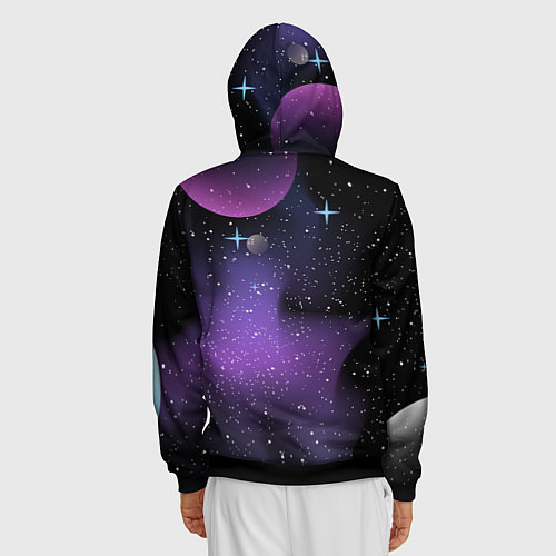 Мужская толстовка на молнии Фон космоса звёздное небо / 3D-Черный – фото 4