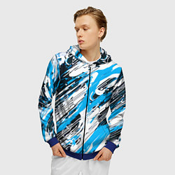Толстовка 3D на молнии мужская Спонтанные брызги голубые, цвет: 3D-синий — фото 2