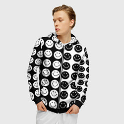 Толстовка 3D на молнии мужская Smiley black and white, цвет: 3D-черный — фото 2