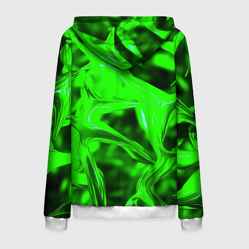 Мужская толстовка на молнии Зелёная кислотная неоновая коалесценция / 3D-Белый – фото 2