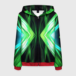 Толстовка 3D на молнии мужская Зеленые зеркальные плиты, цвет: 3D-красный
