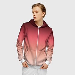 Толстовка 3D на молнии мужская Градиент красно-бежевый, цвет: 3D-белый — фото 2