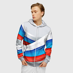 Толстовка 3D на молнии мужская Российские флаги, цвет: 3D-меланж — фото 2