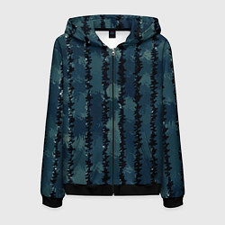 Мужская толстовка на молнии Вертикальные полосы тёмно-зелёный