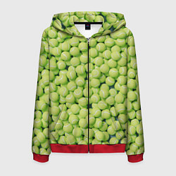 Толстовка 3D на молнии мужская Узор из теннисных мячей, цвет: 3D-красный