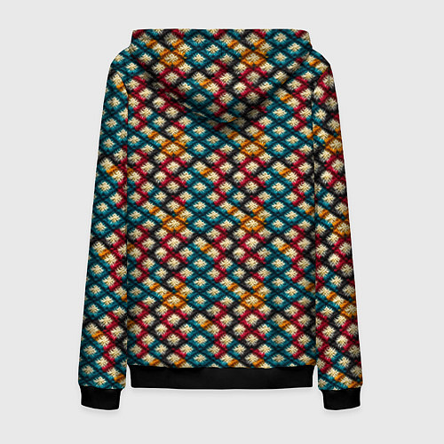 Мужская толстовка на молнии Вязанная цветная текстура / 3D-Черный – фото 2