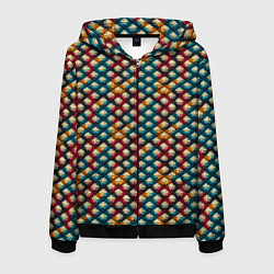 Толстовка 3D на молнии мужская Вязанная цветная текстура, цвет: 3D-черный