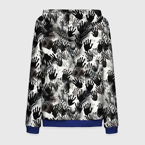 Мужская толстовка на молнии Черно-белые руки с ладонями / 3D-Синий – фото 2