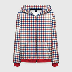 Толстовка 3D на молнии мужская Полосатый сине-красный клетчатый, цвет: 3D-красный