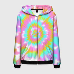 Толстовка 3D на молнии мужская Tie-Dye кислотный в стиле барби, цвет: 3D-черный