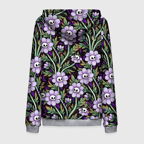 Мужская толстовка на молнии Цветы с черепами / 3D-Меланж – фото 2