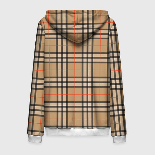 Мужская толстовка на молнии Клетка коричневая / 3D-Белый – фото 2