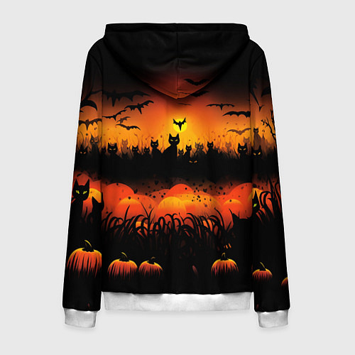 Мужская толстовка на молнии Кошки хэллоуина / 3D-Белый – фото 2