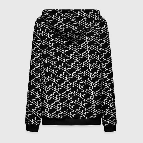 Мужская толстовка на молнии Киберпанк линии белые / 3D-Черный – фото 2