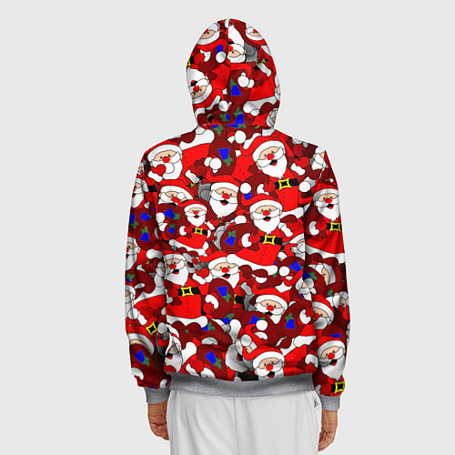 Мужская толстовка на молнии Новогодний паттерн с дедами морозами / 3D-Меланж – фото 4