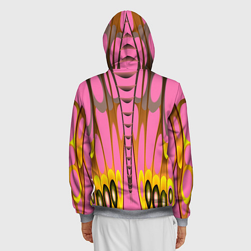 Мужская толстовка на молнии Розовый бабочкин мотив / 3D-Меланж – фото 4