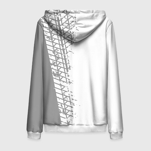 Мужская толстовка на молнии Lifan speed на светлом фоне со следами шин: по-вер / 3D-Белый – фото 2